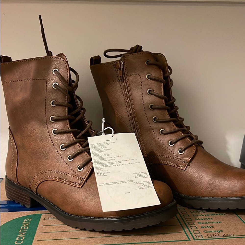 Brown Lace-Up Ankle Boots